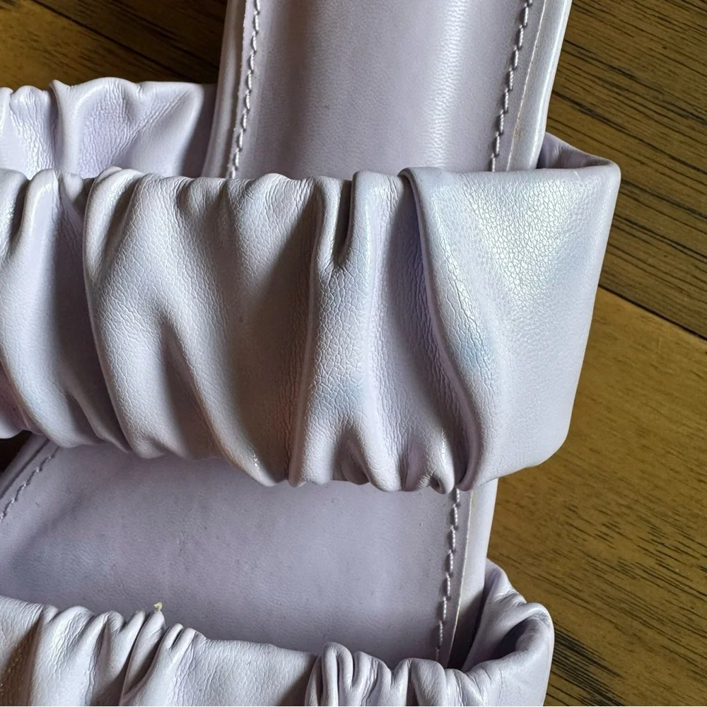 Lavender Ruffle Slide Sandals - Women's